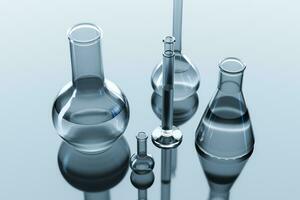 3d rendering, test tube and beaker in the lab photo