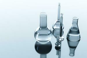 3d rendering, test tube and beaker in the lab photo