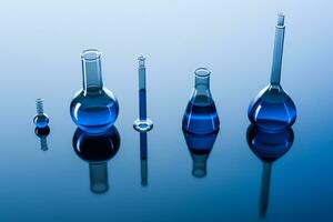 3d rendering, test tube and beaker in the lab photo