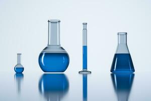 3d rendering, test tube and beaker in the lab photo