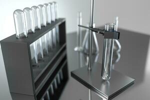 Chemical test tube in the lab, 3d rendering. photo