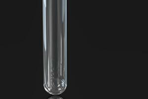 Chemical test tube in the dark lab, 3d rendering. photo