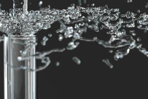 Chemical test tube and splashing water in the lab, 3d rendering. photo