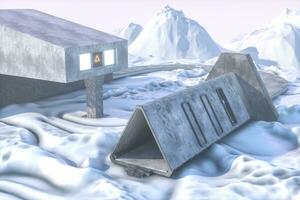 Fantasy concrete tunnel building, triangle tunnel. 3d rendering. photo