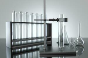 Chemical test tube in the lab, 3d rendering. photo