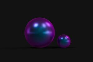 Spheres with the colorful surface, dark background, 3d rendering. photo