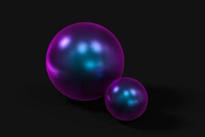 Spheres with the colorful surface, dark background, 3d rendering. photo