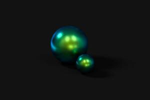 Spheres with the colorful surface, dark background, 3d rendering. photo