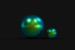 Spheres with the colorful surface, dark background, 3d rendering. photo