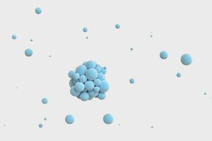 Blue spheres with the textured surface, random distributed, 3d rendering. photo