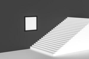 el escalera en el luz con blanco fondo, 3d representación. foto