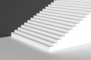 el escalera en el luz con blanco fondo, 3d representación. foto