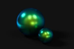 Spheres with the colorful surface, dark background, 3d rendering. photo