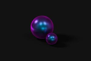 Spheres with the colorful surface, dark background, 3d rendering. photo
