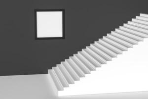 el escalera en el luz con blanco fondo, 3d representación. foto