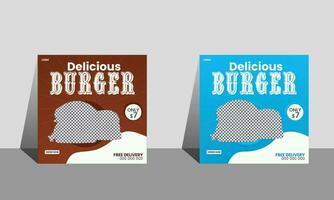 Fast food burger social media post banner design template vector