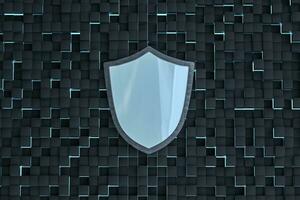 3d rendering, a defense shield with technological background photo