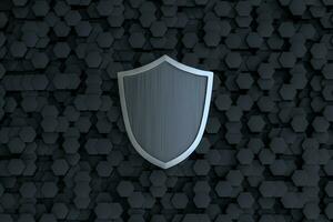 3d rendering, a defense shield with technological background photo