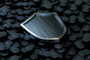 3d rendering, a defense shield with technological background photo