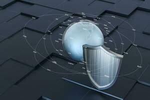 3d rendering, a defense shield with technological background photo