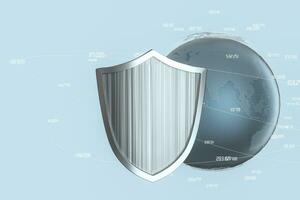 3d rendering, a defense shield with technological background photo