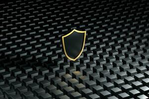 3d rendering, a defense shield with technological background photo