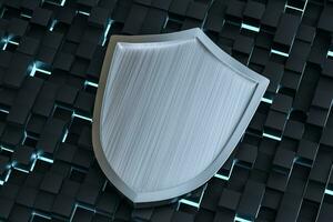 3d rendering, a defense shield with technological background photo