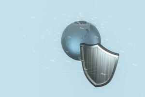 3d rendering, a defense shield with technological background photo