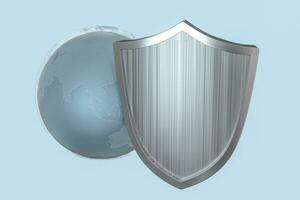 3d rendering, a defense shield with technological background photo