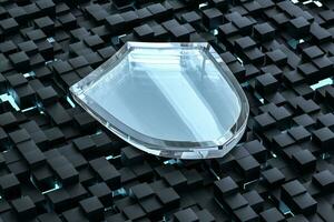 3d rendering, a defense shield with technological background photo