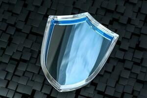 3d rendering, a defense shield with technological background photo