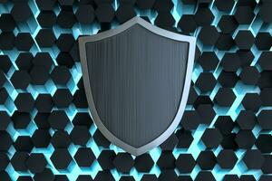 3d rendering, a defense shield with technological background photo