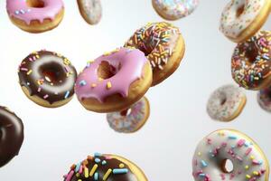 rosquillas en un blanco antecedentes. foto