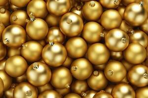 Golden christmas balls background. photo