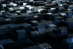 3d rendering, cubes board space, fantasy world photo