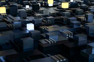 3d rendering, cubes board space, fantasy world photo