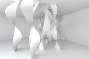 3d rendering, white smooth curves background photo