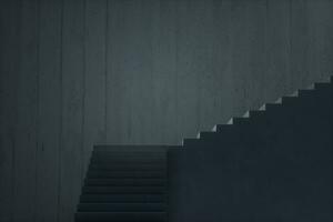 The stairway in the dark basement, 3d rendering. photo