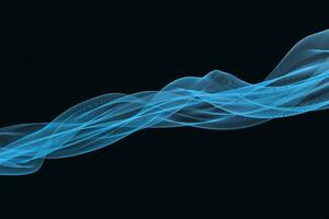 Flowing cyan curves, 3d rendering photo