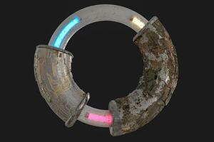3d rendering, scientific mechanical ring in the outer space. photo