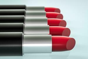 Lipstick with light color background, product photography, 3d rendering. photo