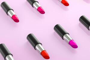 Lipstick with light color background, product photography, 3d rendering. photo