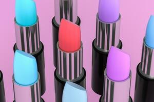 Lipstick with light color background, product photography, 3d rendering. photo