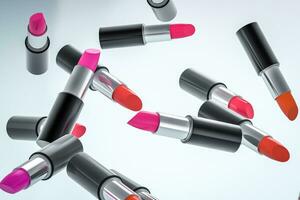 Lipstick with light color background, product photography, 3d rendering. photo