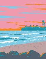 Tourmaline Surfing Park in Pacific Beach San Diego California WPA Poster Art vector