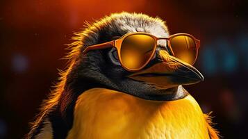 retrato de Rey pingüino en Gafas de sol. generativo ai foto