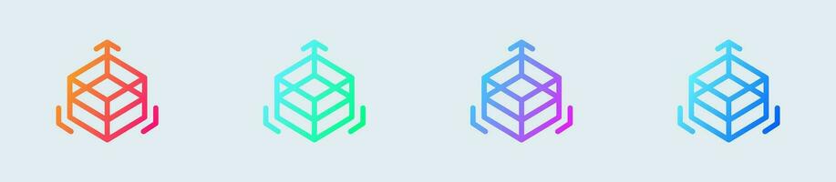 Three dimensional line icon in gradient colors. 3d signs vector illustration.