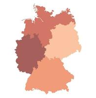 alemán mapa cuatro región en contorno rojo color. mapa de Alemania vector