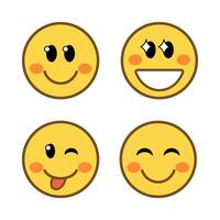 Set of groovy Emoticons isolated on white background vector