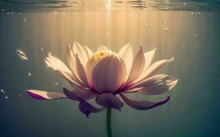 The Exquisite Pink Lotus Blossom Submerged in Tranquility ai generated photo